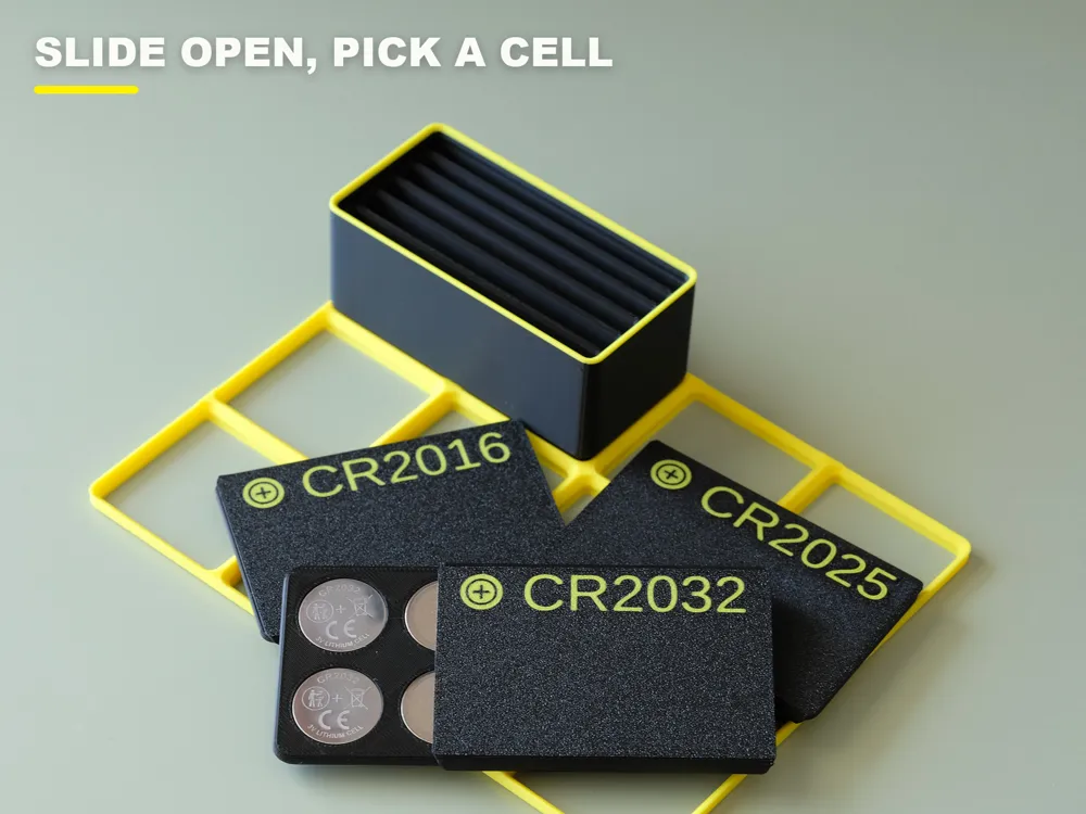 Coin cell battery cards in a Gridfinity box - Free 3D Print Model ...
