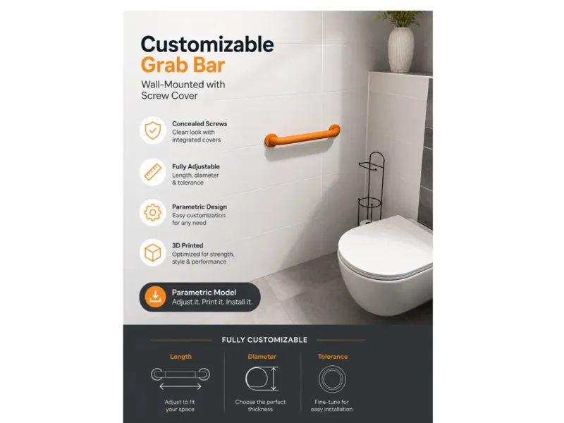 Parametric Grab Bar with Hidden Screw Covers