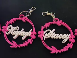 Personalised Name keychain with floral outline