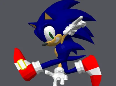 Retro Low Poly Sonic The Hedgehog Adventure Pose 