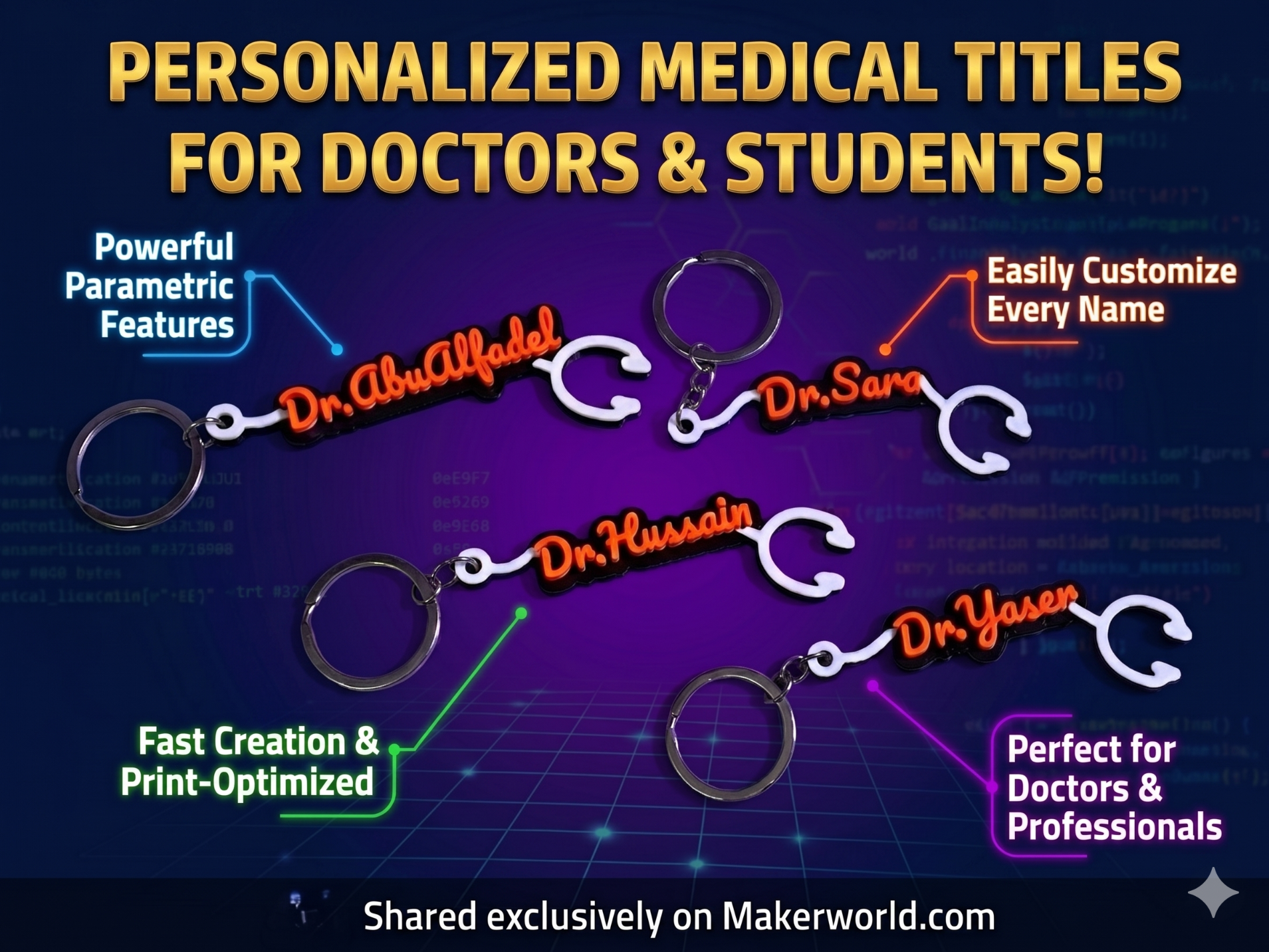 Medical 3-Layer Stethoscope Keychain for doctor