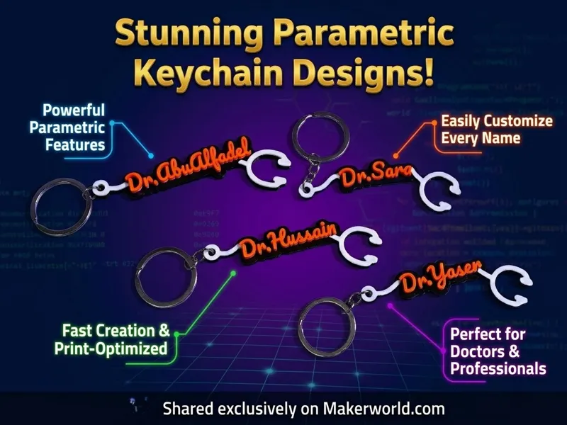 Parametric 3-Layer Stethoscope Keychain for doctor