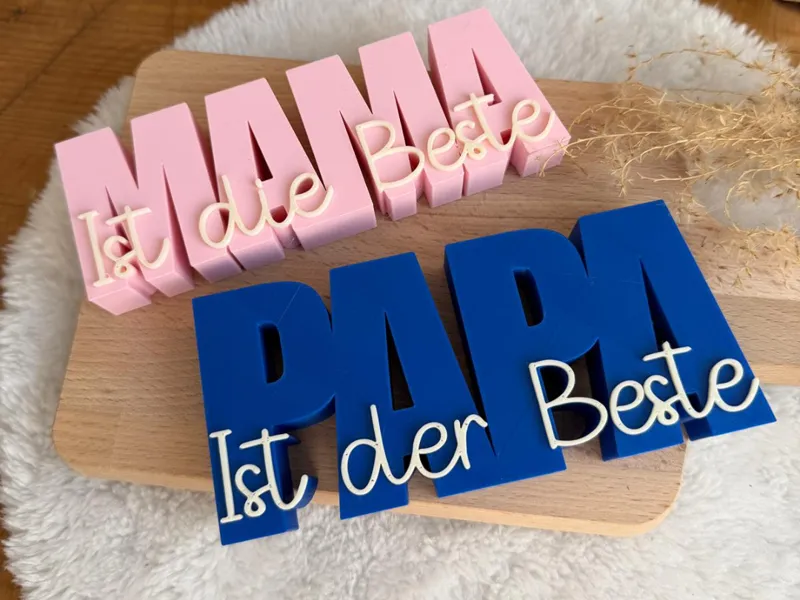 Beste Mama und Bester Papa Schriftzug