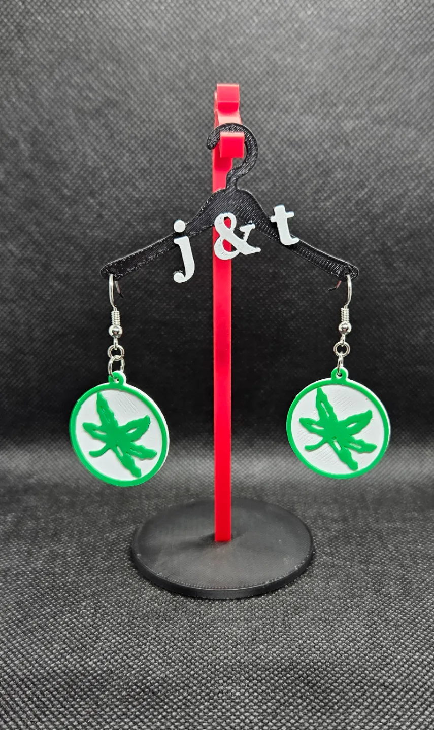 Ohio State Buckeyes Helmet Sticker earrings view 2