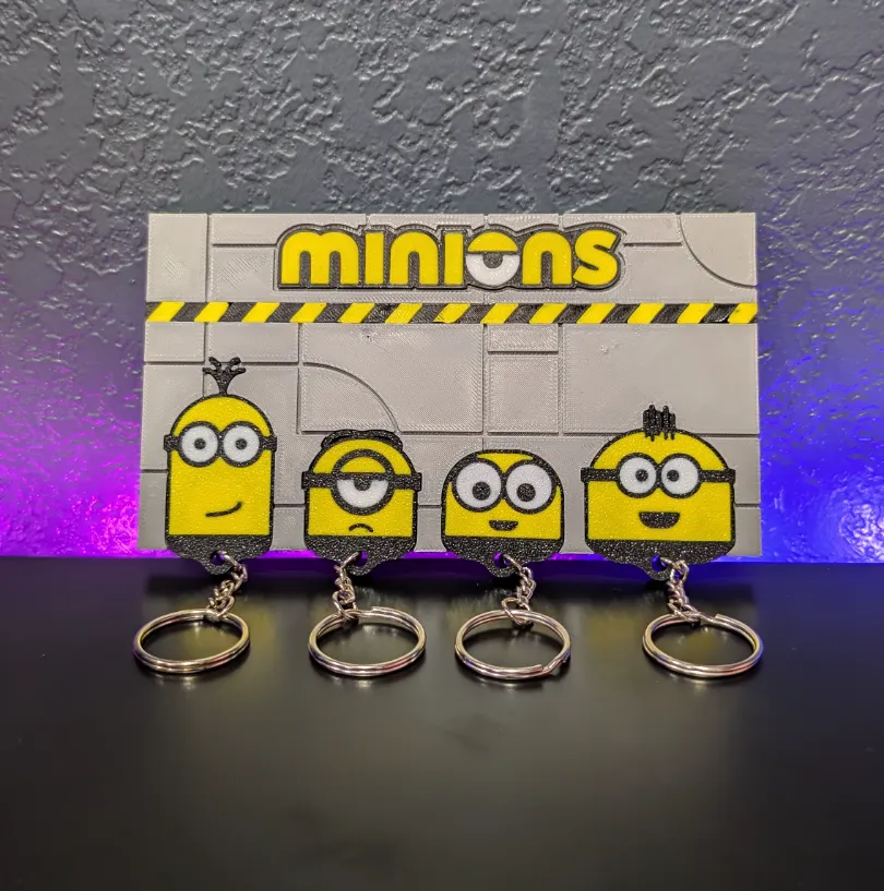 Minion Key Rack Minions-Themed Keychain Set & Magnetic Wall Holder by Kevin MakerWorld ...