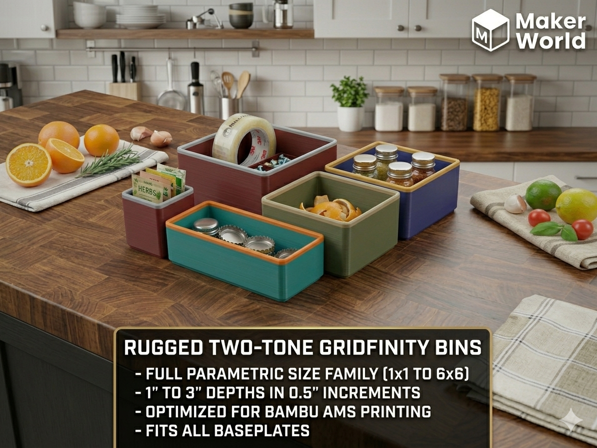 Gridfinity Bins - Two-Color with Accent Border