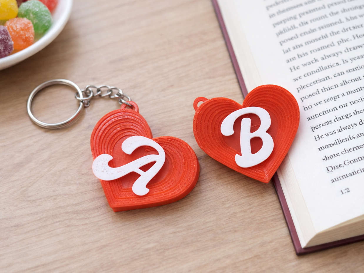 Heart with initial of name From A - Z - Kaychain