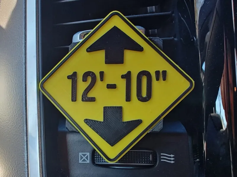 Vehicle Overhead Height Reminder with Vent Clip