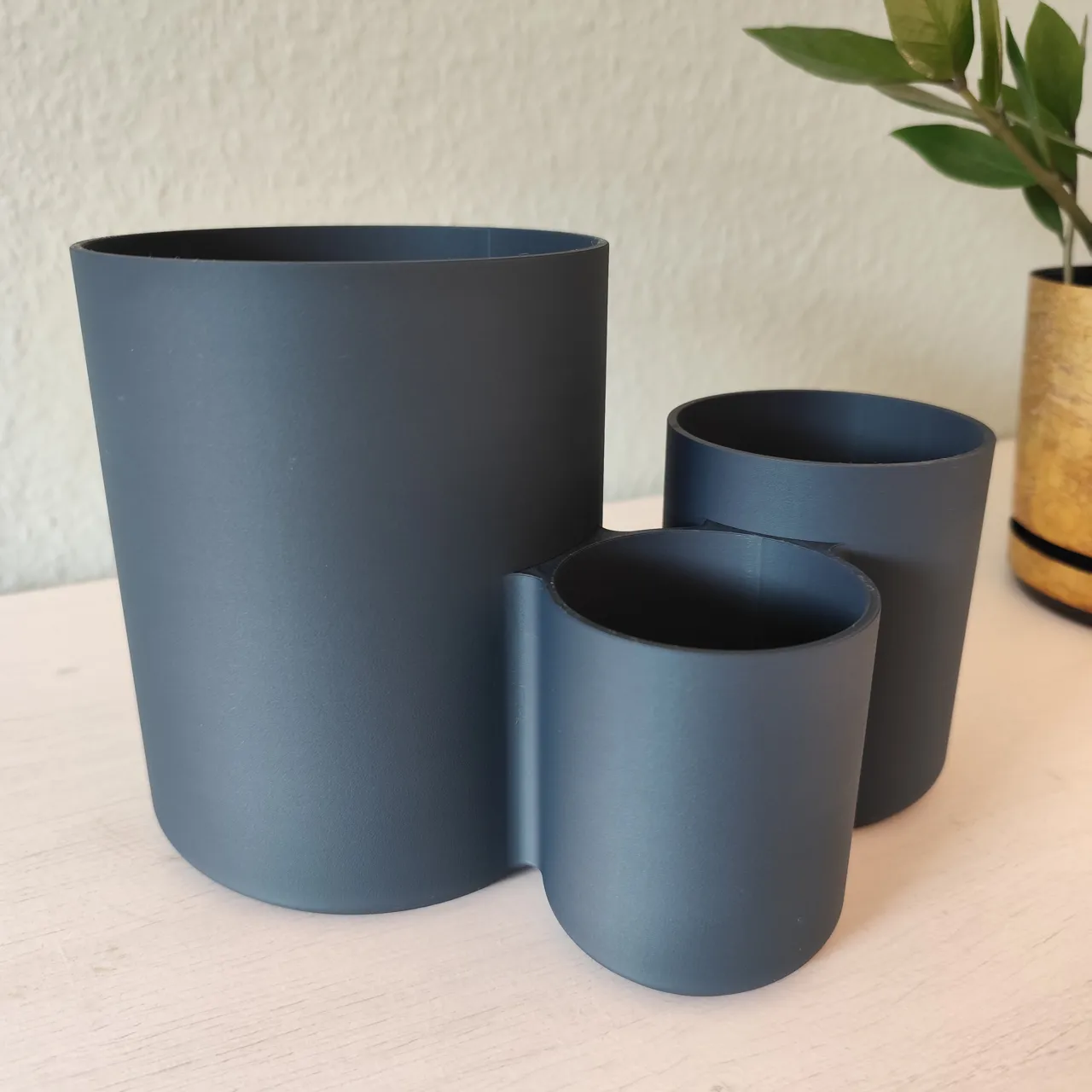 Modern kitchen utensil holder with three cups view 2