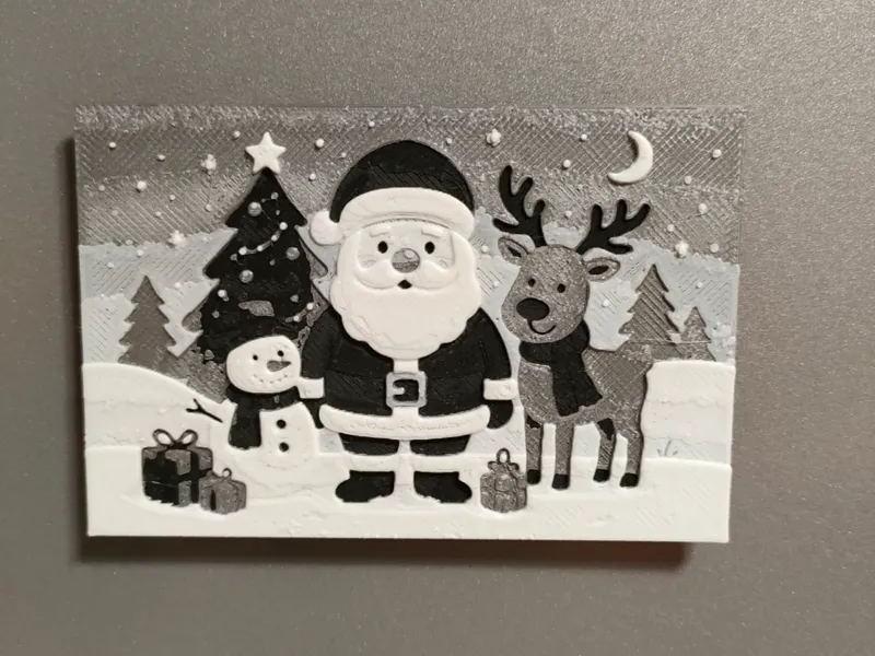 Santa Claus, reindeer and snowman Christmas magnet