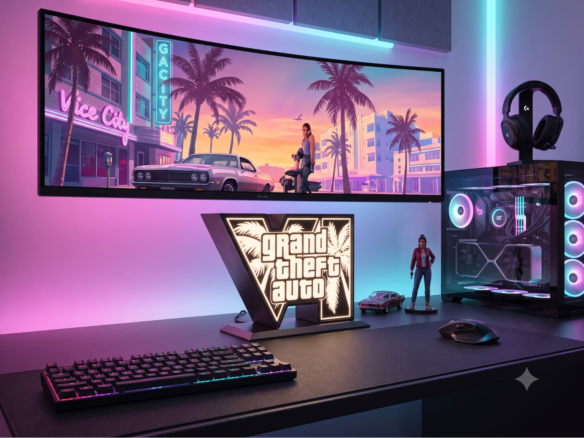 GTA VI Logo Mini Lightbox | Fast Print (B&W)
