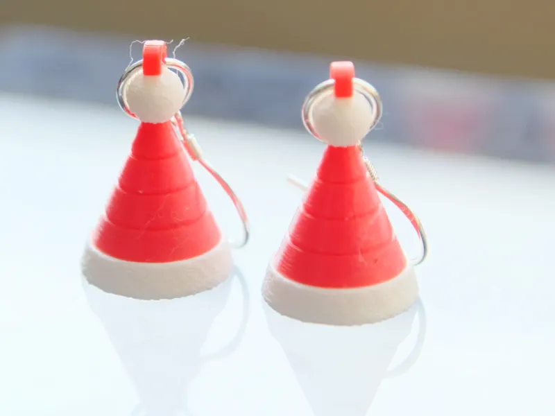 Adorable 3D Santa Hat Earrings (0.4mm Nozzle)