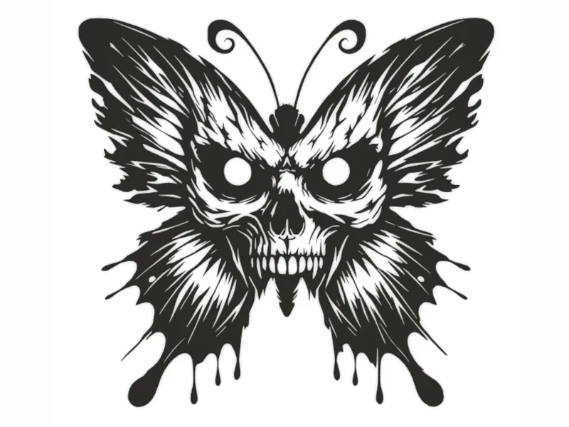Butterfly Fierce And Angry Skull Wall art