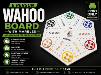 6 Player Wahoo Board With Marbles