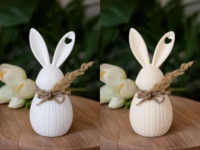 Ribbed Bunny with Large Ears and Heart