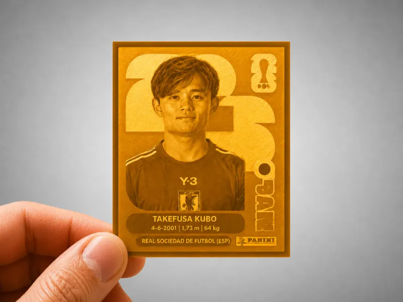 Figurita 3D de Takefusa Kubo (Album Panini 2026)