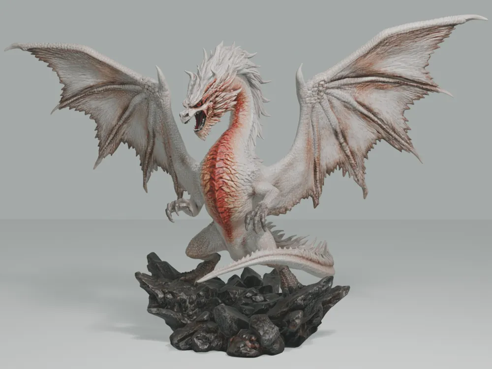 Escenografía en miniatura: White / Old Fatalis - Monster Hunter Diorama #021R. Referencia del modelo original.