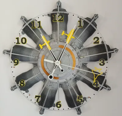 9 cylinder Gnome Monosoupape Rotary Engine Clock