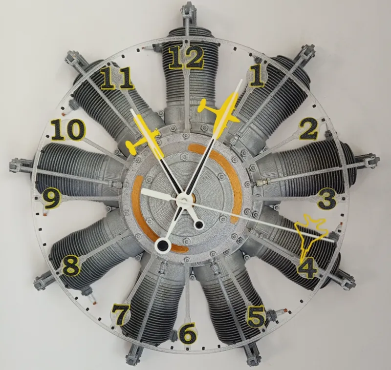 9 cylinder Gnome Monosoupape Rotary Engine Clock