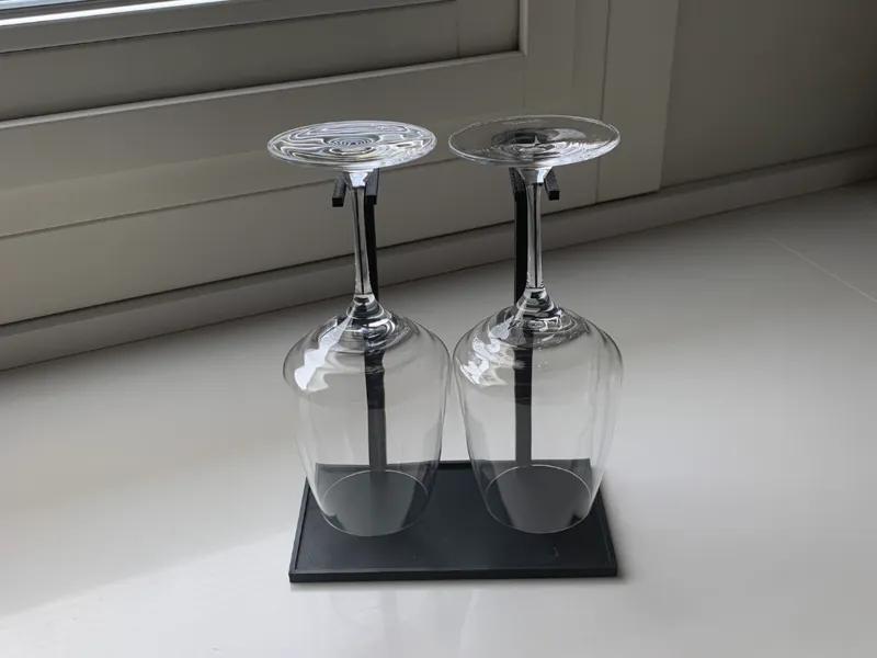 Stemware drying rack for 2 glasses