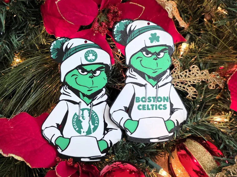 Grinch Boston Celtics Christmas Ornament