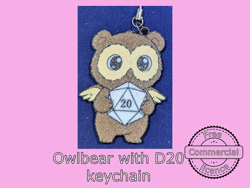 Owlbear with D20 keychain