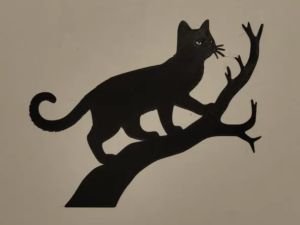 Chat dans l'arbre — déco murale