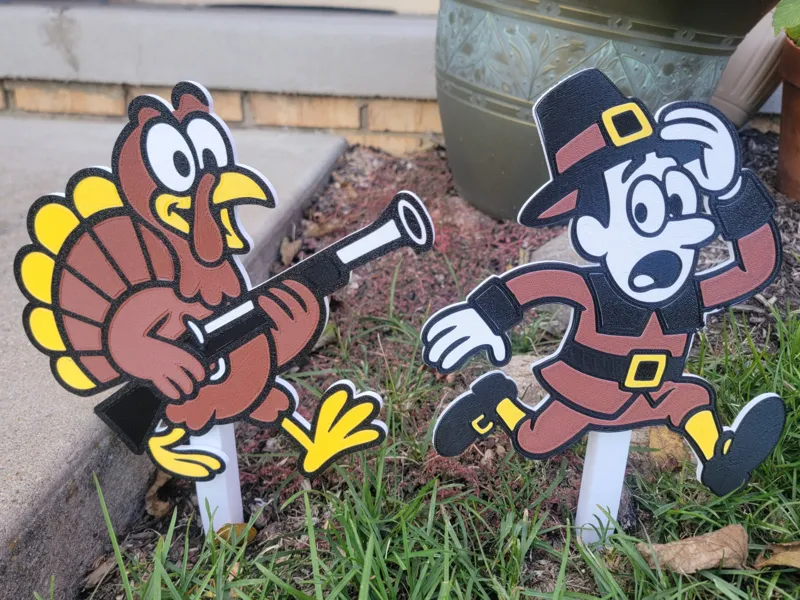 Thanksgiving Yard Decorations - Turkey Fights Back