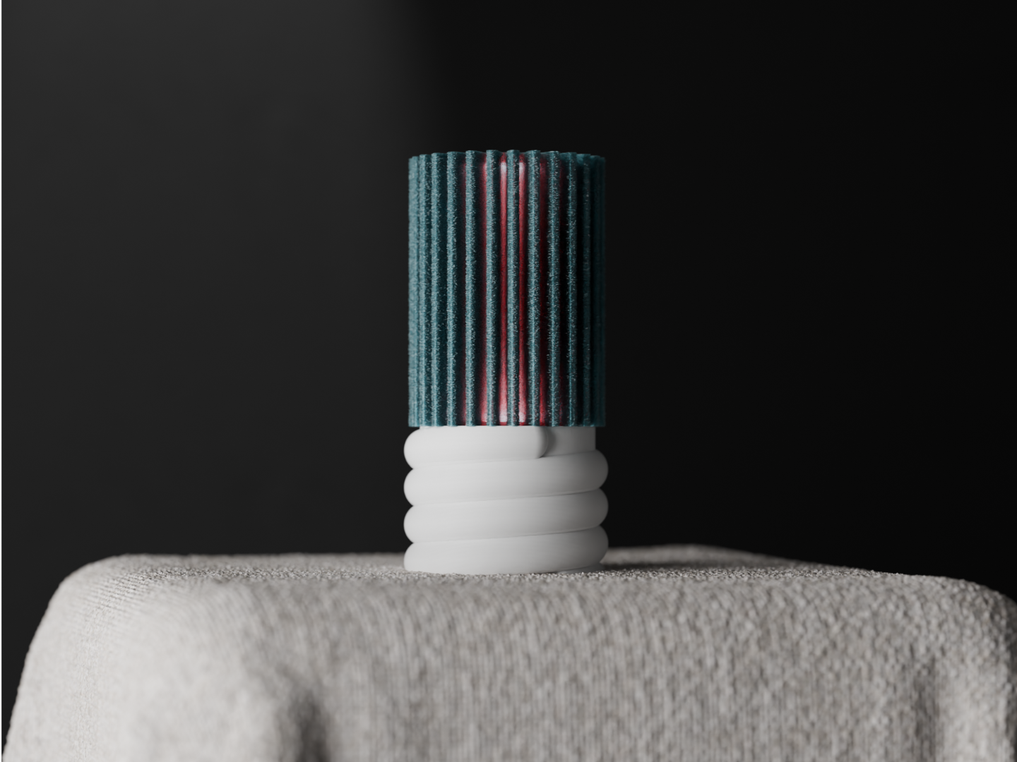 Coiled Ribbed Lamp With Diffuser.