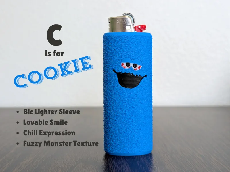 Bloodshot Cookie Monster Bic Lighter Sleeve
