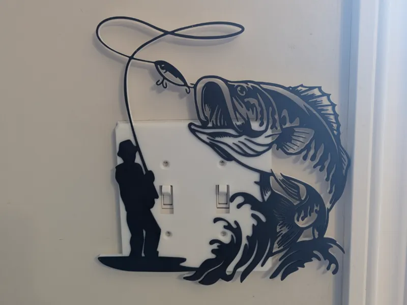 Bass fishing double light switch cover