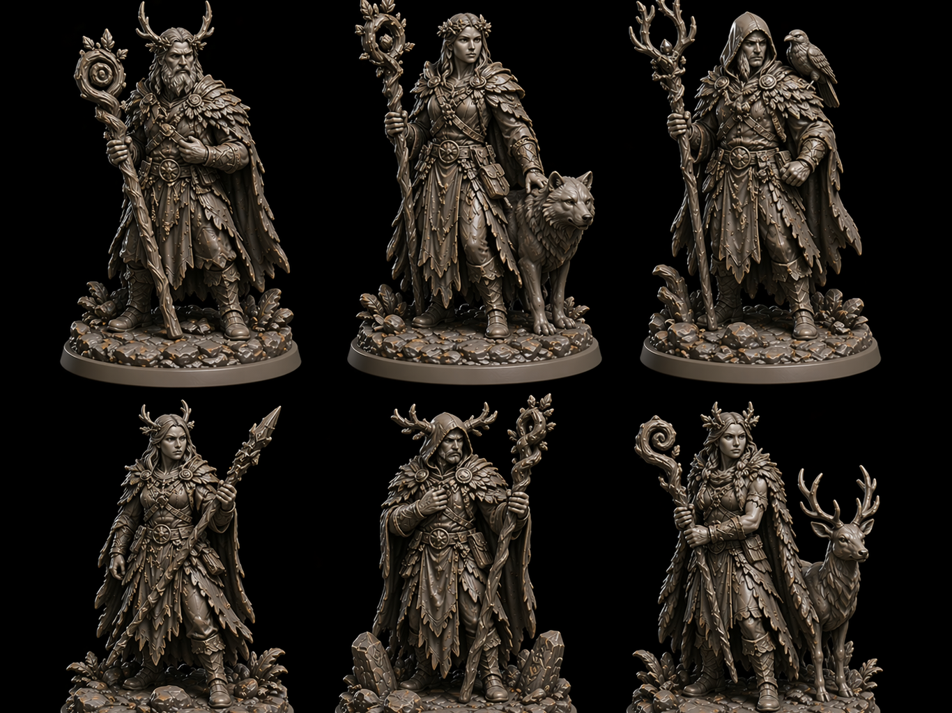 Druid Pack of 6 DnD Mini Miniature Diorama
