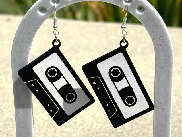 Cassette tape earrings