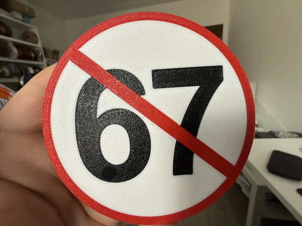 No 67 Six Seven Sign coaster - Free 3D Print Model - MakerWorld