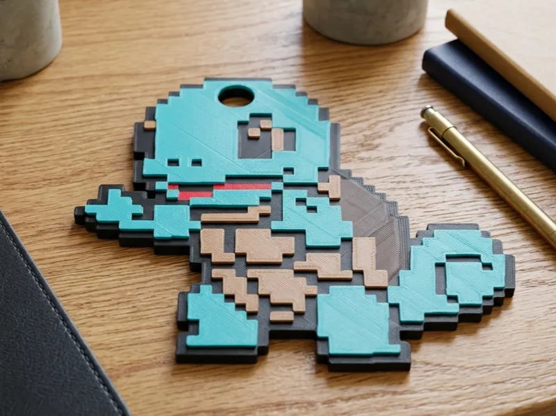 squirtle pixel keychain