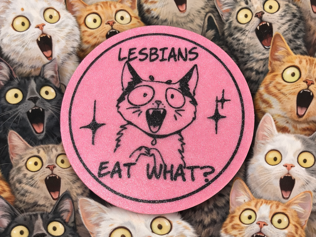 Shocked Cat Pride Humor Coaster STL