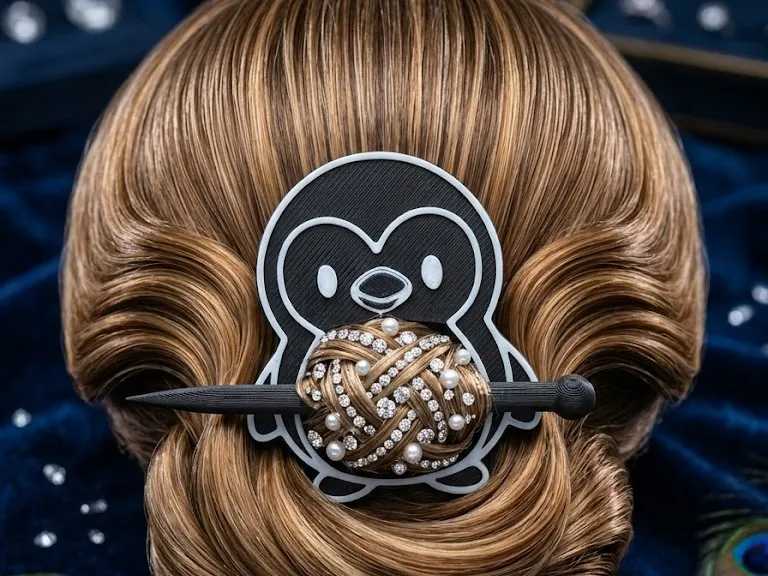 Pinguino Elegante: Il Fermacapelli 