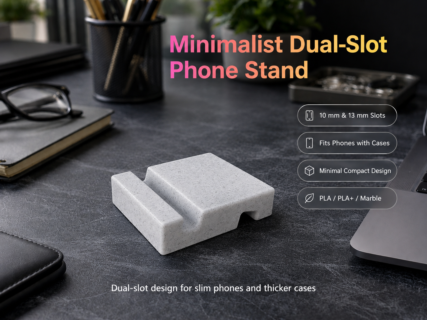 Minimalist Dual-Slot Phone Stand
