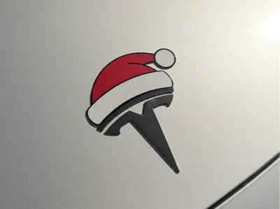 Tesla logo Christmas hat decoration