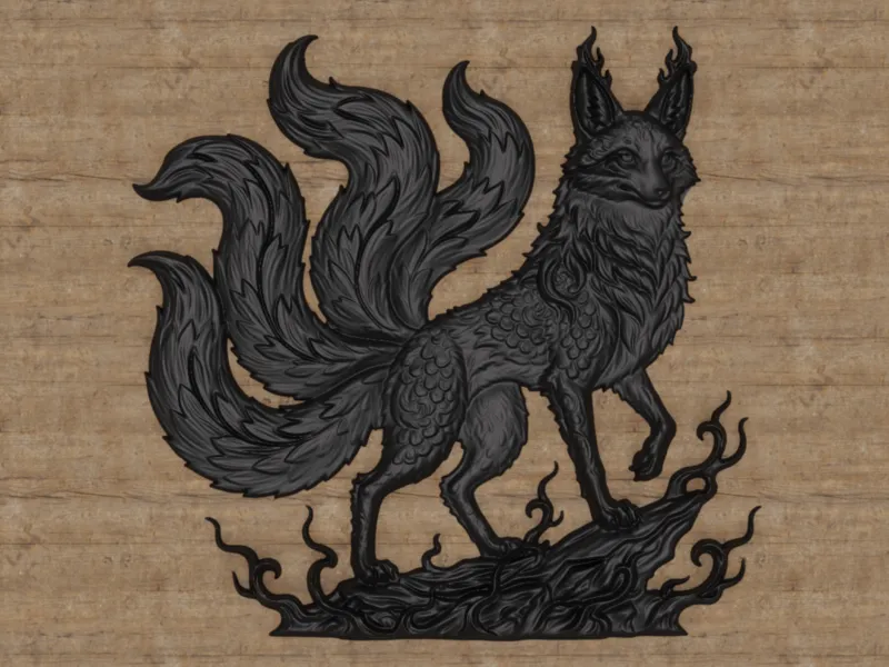 Mythic Kitsune 3D Printed Wall Art