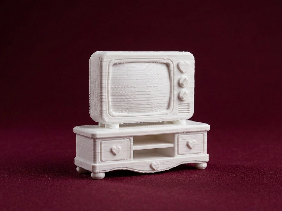 Dollhouse TV Stand with Retro Television 3D Model