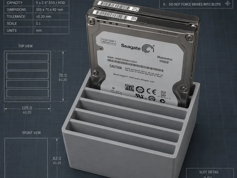 2.5-inch SATA HDD Hard Drive Storage Case, 6-Bay