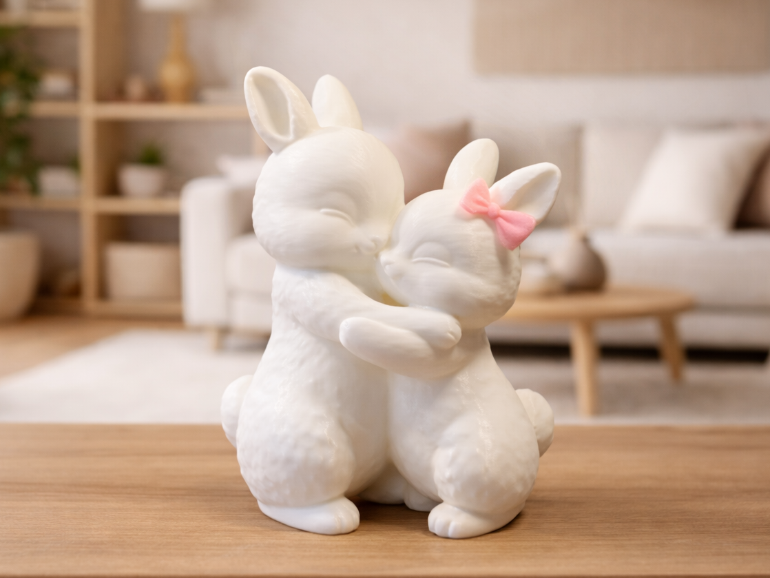 Kuschelnde Hasen mit Schleife