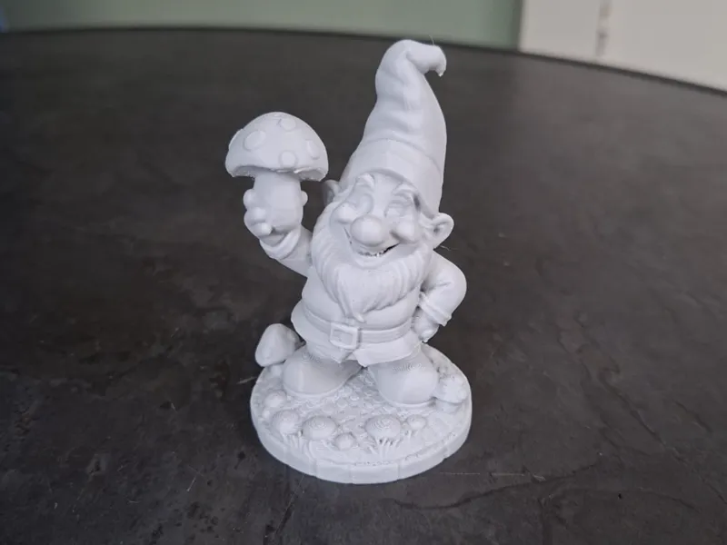 Happy Garden Gnome with Mushroom