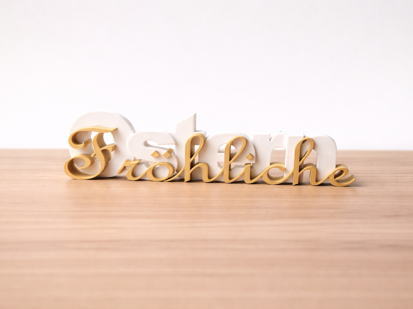 Frohe Ostern Schriftzug 2 Farbiger 3D Druck Modern