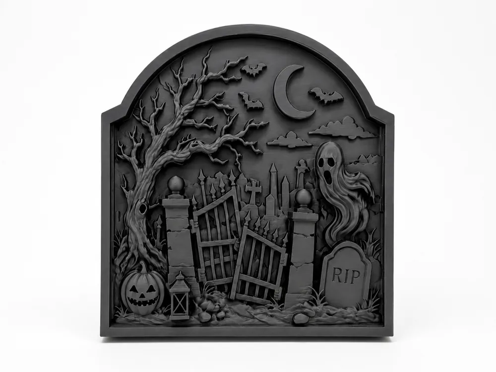 Figura decorativa: Midnight Graveyard Gate Desk Decor. Referencia del modelo original.