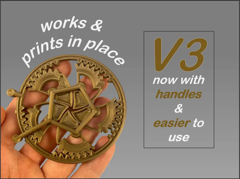 mechanical iris V3 | print in place | fidget