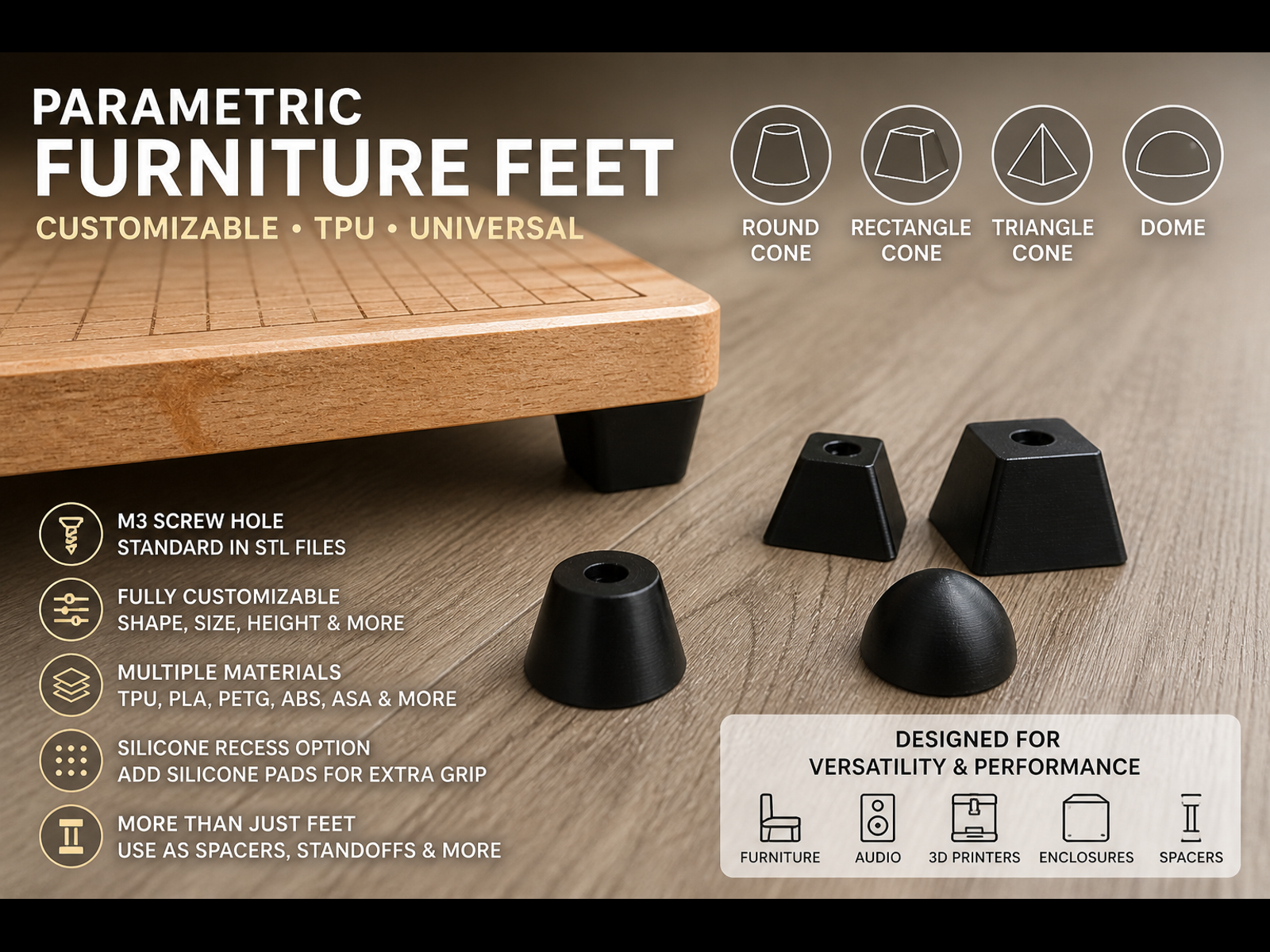 Parametric TPU / Universal Furniture Feet / Spacer