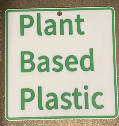 Plant based plastic sign for market stall