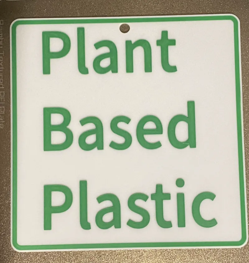 Plant based plastic sign for market stall
